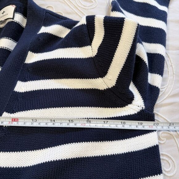 Tuckernuck Navy White Striped Kerry Cardigan Size Small Knit Sweater Preppy - Picture 10 of 11